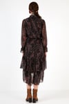 Lela Regular Fit Yaka Detaylı Volanlı Şifon Midi Bayan Elbise 611EL1448 SİYAH