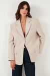 Lela Regular Fit  Yaka Düğmeli Blazer Bayan Ceket 6839562 TAŞ