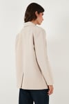 Lela Regular Fit  Yaka Düğmeli Blazer Bayan Ceket 6839562 TAŞ