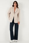 Lela Regular Fit  Yaka Düğmeli Blazer Bayan Ceket 6839562 TAŞ