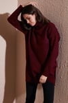 Lela Regular Fit Yanları Yırtmaçlı Boğazlı Yaka Uzun Triko Bayan Kazak 4616141Y BORDO