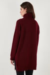 Lela Regular Fit Yanları Yırtmaçlı Boğazlı Yaka Uzun Triko Bayan Kazak 4616141Y BORDO