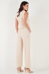 Lela Regular Fit Yüksek Bel Bol Paça V Yaka Yelekli Bayan Takım 5866199 TAŞ