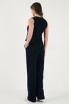 Lela Regular Fit Yüksek Bel Bol Paça V Yaka Yelekli Bayan Takım 5866199 LACİVERT