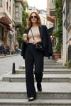 Lela Regular Fit Yüksek Bel Düz Paça Bayan Pantolon 6923873 SİYAH