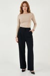 Lela Regular Fit Yüksek Bel Düz Paça Bayan Pantolon 6923873 SİYAH