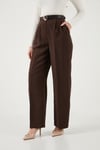 Lela Regular Fit Yüksek Bel Düz Paça Bayan Pantolon 6923875 KAHVE