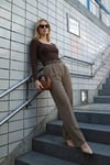 Lela Regular Fit Yüksek Bel Düz Paça Kadın Pantolon 6923875 HAKİ