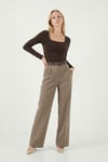 Lela Regular Fit Yüksek Bel Düz Paça Kadın Pantolon 6923875 HAKİ