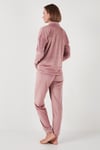 Lela Regular Fit Yumuşak Dokulu Parlak Kadife Ribanalı Kadın Pijama Takımı 6097110 PUDRA