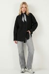 Lela Relaxed Fit Fular Detaylı Klasik Yaka Göğüs Cepli Bayan Gömlek 6925427 SİYAH