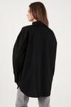 Lela Relaxed Fit Fular Detaylı Klasik Yaka Göğüs Cepli Bayan Gömlek 6925427 SİYAH