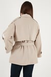 Lela Relaxed Fit Kruvaze Yaka Düğmeli Astarlı Bayan Trençkot 6839580 TAŞ