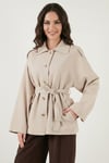 Lela Relaxed Fit Kuşak Detaylı Klasik Yaka Bayan Trençkot 6927651 TAŞ
