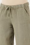Lela Relaxed Fit Normal Bel Geniş Paça Çİft Cepli Keten Bayan Pantolon 668YP4991 HAKİ
