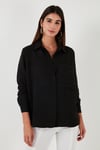 Lela Relaxed Fit Tek Cepli Bayan Gömlek 67040852S4 SİYAH