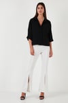 Lela Relaxed Fit Truvakar Kollu Arkası Uzun Bayan Gömlek 67033392S4 SİYAH