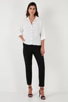 Lela Relaxed Fit Truvakar Kollu Arkası Uzun Bayan Gömlek 67033392S4 BEYAZ