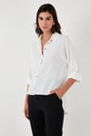 Lela Relaxed Fit Truvakar Kollu Arkası Uzun Bayan Gömlek 67033392S4 BEYAZ