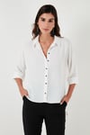 Lela Relaxed Fit Truvakar Kollu Arkası Uzun Bayan Gömlek 67033392S4 BEYAZ