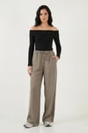 Lela Relaxed Fit Yüksek Bel Bol Paça Bağlamalı Bayan Pantolon 6923874 HAKİ