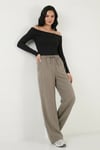 Lela Relaxed Fit Yüksek Bel Bol Paça Bağlamalı Bayan Pantolon 6923874 HAKİ