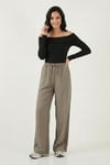 Lela Relaxed Fit Yüksek Bel Bol Paça Bağlamalı Bayan Pantolon 6923874 HAKİ