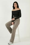 Lela Relaxed Fit Yüksek Bel Bol Paça Bağlamalı Bayan Pantolon 6923874 HAKİ