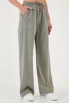 Lela Relaxed Fit Yüksek Bel Bol Paça Bayan Pantolon 668YP5040 HAKİ