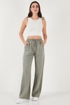 Lela Relaxed Fit Yüksek Bel Bol Paça Bayan Pantolon 668YP5040 HAKİ