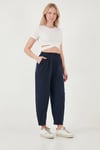 Lela Relaxed Fit Yüksek Bel Daralan Paça Kadın Pantolon 668YP5456 LACİVERT
