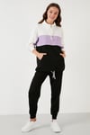 Lela Renk Bloklu Regular Fit Kapüşonlu Spor Bayan Takım 5863835 LİLA