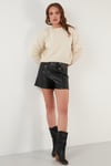 Lela Sıfır Yaka Örme Crop Bayan Kazak 4615142 KREM