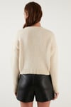 Lela Sıfır Yaka Örme Crop Bayan Kazak 4615142 KREM