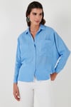 Lela Sırt Pencere Detaylı Çift Cepli % 100 Pamuk Relaxed Fit Kadın Gömlek 51444592 AÇIK MAVİ