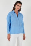 Lela Sırt Pencere Detaylı Çift Cepli % 100 Pamuk Relaxed Fit Kadın Gömlek 51444592 AÇIK MAVİ