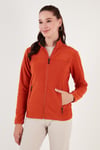Lela Slim Fit Anti-Pilling Tüylenme Yapmayan Fermuarlı Cepli Hırka 2' li Paket Bayan Polar 5907002S2 Mor-Oranj