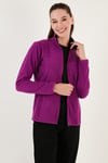 Lela Slim Fit Anti-Pilling Tüylenme Yapmayan Fermuarlı Cepli Hırka 2' li Paket Bayan Polar 5907002S2 Mor-Oranj