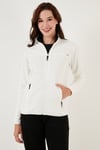 Lela Slim Fit Anti-Pilling Tüylenme Yapmayan Fermuarlı Cepli  Hırka Bayan Polar 5907002 EKRU
