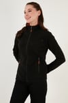 Lela Slim Fit Anti-Pilling Tüylenme Yapmayan Fermuarlı Cepli Hırka 2' li Paket Bayan Polar 5907002S2 MOR-SİYAH