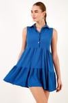 Lela Slim Fit Gömlek Yaka Bürümcük Mini Bayan Elbise 5865599 SAKS