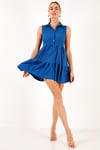Lela Slim Fit Gömlek Yaka Bürümcük Mini Bayan Elbise 5865599 SAKS