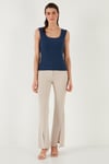 Lela Slim Fit Kalın Askılı Dantelli Kare Yaka Bürümcük Kadın Atlet 5864979 İNDİGO