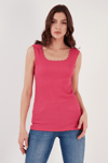 Lela Slim Fit Kalın Askılı Dantelli Kare Yaka Bürümcük Bayan Atlet 5864979 FUŞYA