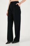 Lela Slim Fit Kruvaze Yaka Pileli Bele Oturan Bayan Takım 6928884 SİYAH
