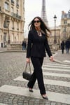 Lela Slim Fit Kruvaze Yaka Pileli Bele Oturan Bayan Takım 6928884 SİYAH
