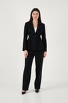 Lela Slim Fit Kruvaze Yaka Pileli Bele Oturan Bayan Takım 6928884 SİYAH
