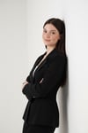 Lela Slim Fit Kruvaze Yaka Pileli Bele Oturan Bayan Takım 6928884 SİYAH