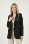 Lela Slim Fit Şal Detaylı Kruvaze Yaka Bayan Ceket 6927665 SİYAH