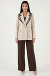 Lela Slim Fit Şal Detaylı Kruvaze Yaka Bayan Ceket 6927665 TAŞ